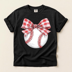 Baseboll med rutig kokettbåge PNG - Baseboll JPEG (digital nedladdning)
