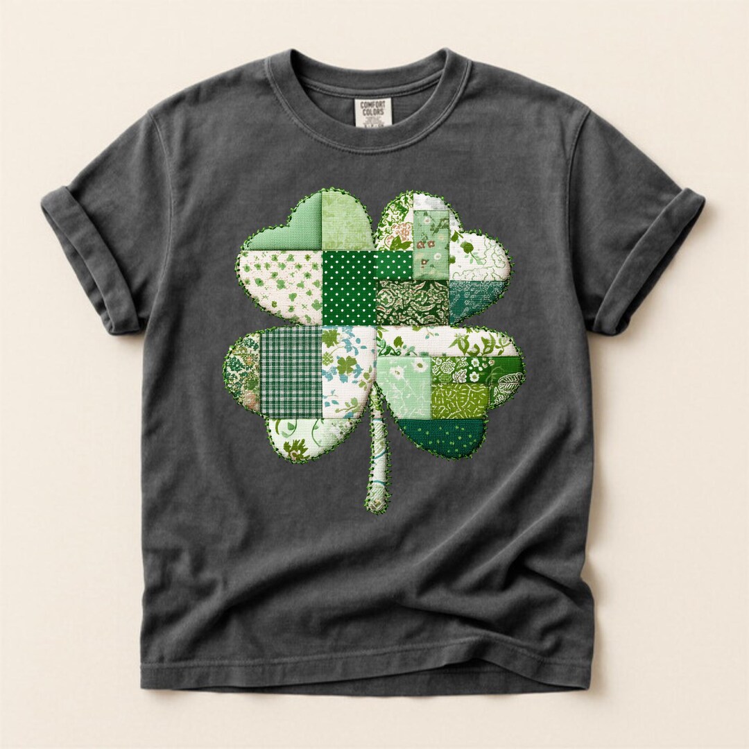 Faux Patchwork Shamrock PNG - St. Patrick's Day JPEG (digital Download ...