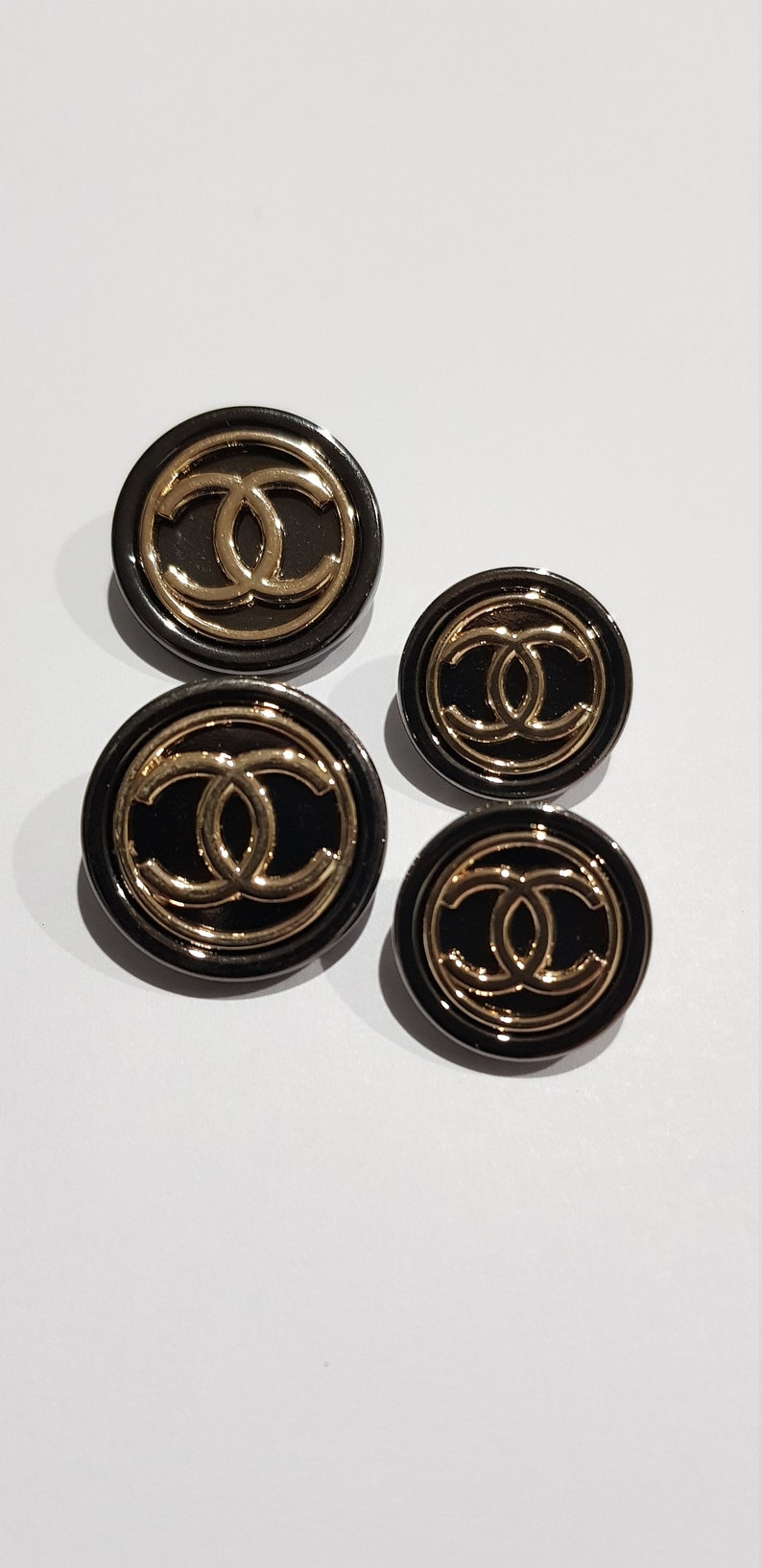 Vintage Chanel buttons gunmetal grey and gold 22mm 18 mm