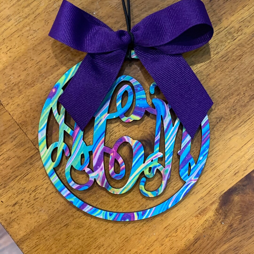 Car Charm Monogram Rear View Mirror Charm Paint Swirl Etsy