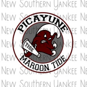 Picayune Maroon Tide Circle; PNG File for Sublimation or print
