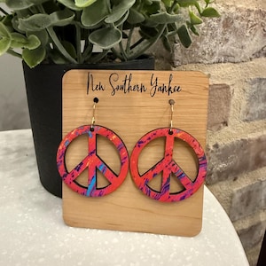 Summer Swirl Peace Hoop Earrings
