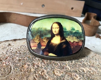 Boucle de ceinture en résine superposée unique en son genre : Mona Lisa