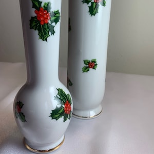 LEFTON Holly & Berry Bud Vases!