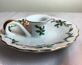 LEFTON Christmas Holiday Holly and Berry Candleholder!