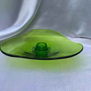 Unique 1950&#39;s Candleholder Free Form Green Glass!