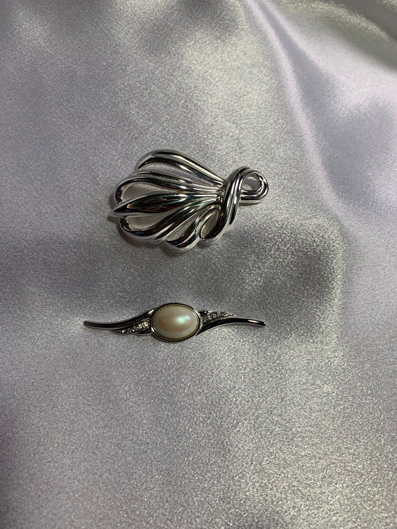 2 Beautiful MONET Silver Pins! - image 1