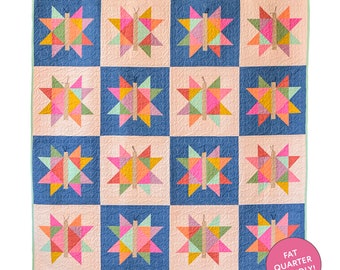 Flitter Critter Quilt PRINTED PATTERN | Quilt Pattern | Pattern Crib Lap Throw Queen Blanket | Butterfly Spring Girl Quilt