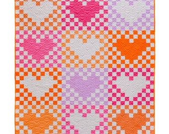 Check Yes Heart Quilt Pattern | Throw & Queen Size (PDF Pattern)