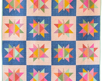 Flitter Critter Quilt DIGITAL PATTERN | PDF Quilt Anleitung | Download Schnittmuster Krippe Schoß Überwurf Königin Decke | Schmetterling Frühlingsmädchen Quilt