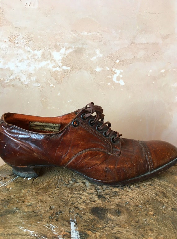 Edwardian Brown Leather Shoes Size UK 5