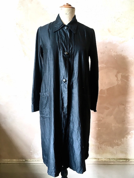 1930s French Waxed Cotton Workwear Black Jacket Dr