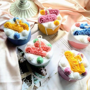 Geburtstagskuchenkerze, 100% natürliches Sojawachs, handgemachte Duftkerze, Wohndekoration, Dessertkerze, lustiges Geschenk, einzigartiges Geschenk, Geburtstagsgeschenk