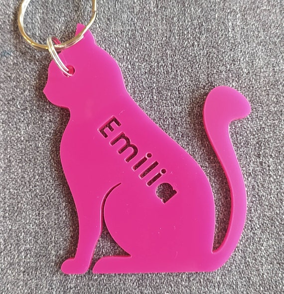 Personalised Cat Keyring Keychain Bagtag for Children Etsy Canada