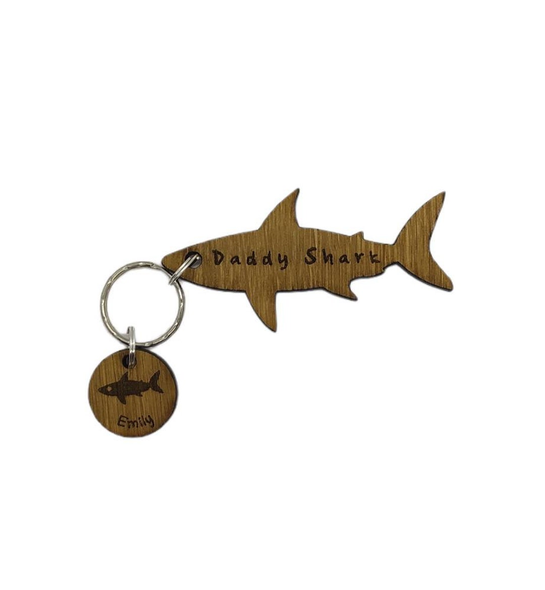 Personalised Daddy Shark Keyring With Personalised Name Charms Etsy