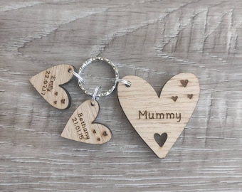 Personalised Mummy heart keyring with personalised name charms