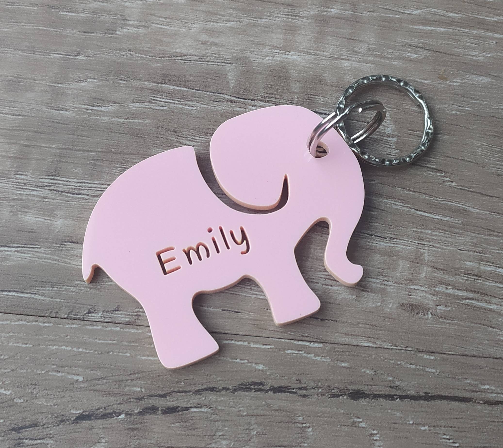 Personalised Elephant Children's Keychain Keyring Bagtag Etsy
