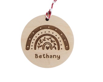 Rainbow Christmas decorations bauble, personalised