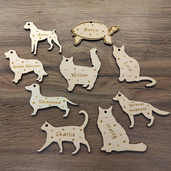 Cat Christmas decorations, personalised