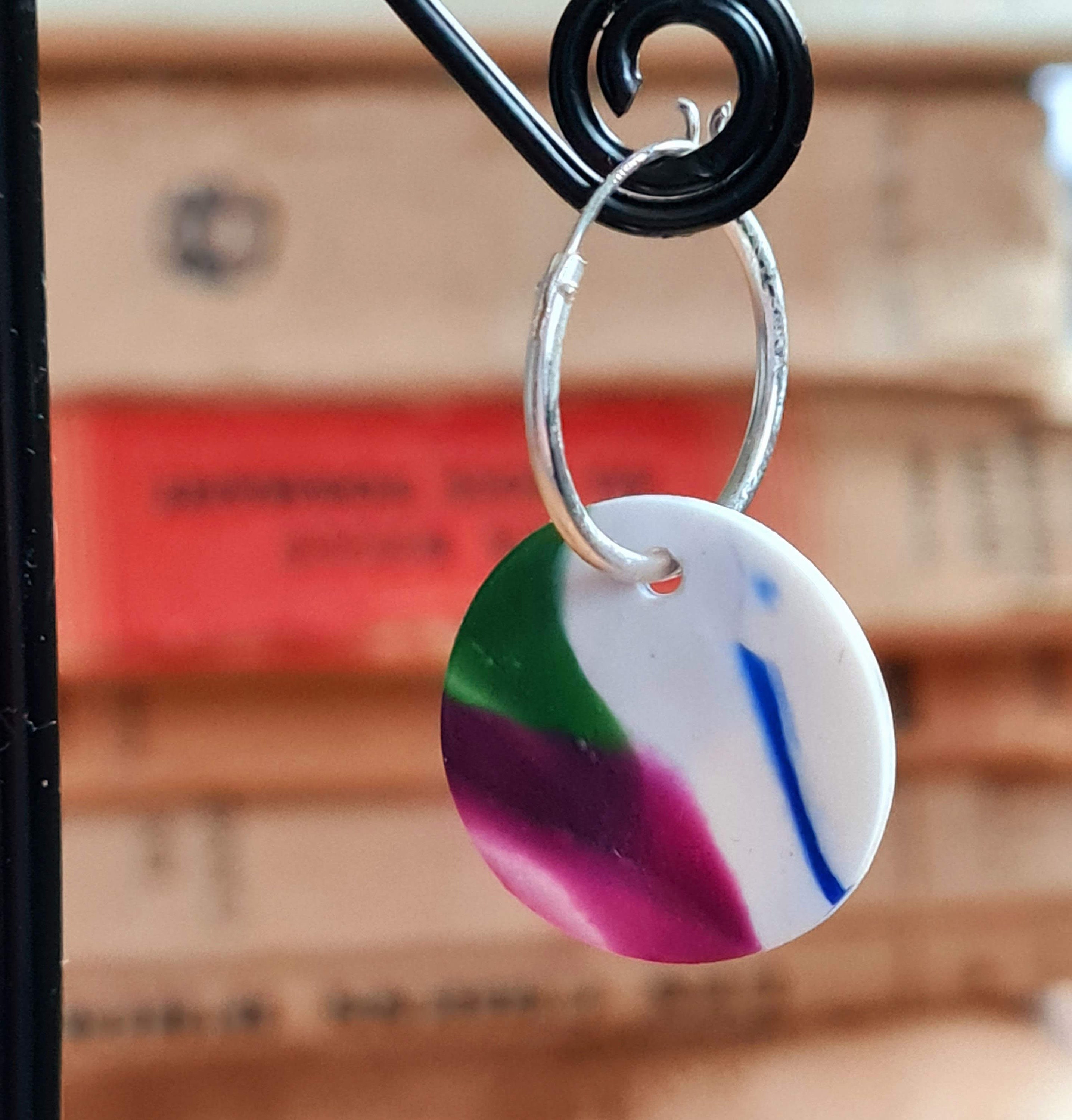 Sterling Silver & Polymer Clay Statement Earrings // Purple Etsy