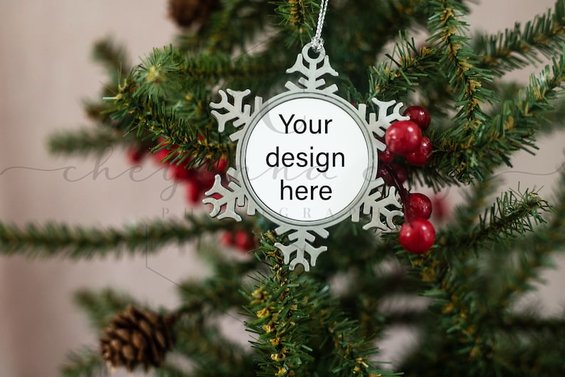 Download Pewter Snowflake sublimation ornament blank Mockup template | Etsy