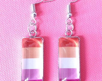 Lesbian Pride Pendant Earrings Drop Sunset Flag LGBTQ+