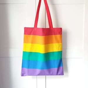 Rainbow Pride Tote Bag LGBTQ Gay Flag 100% Cotton Shopping Bag 