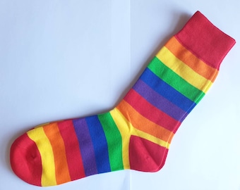 Rainbow Stripe Socks Pride Flag Funky Fun Bright Designs LGBTQ+ To Fit Shoe Sizes 5 - 11