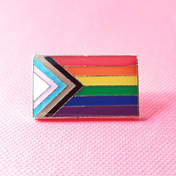 Progress Pride Flag Pin Badge Inclusive LGBTQ+