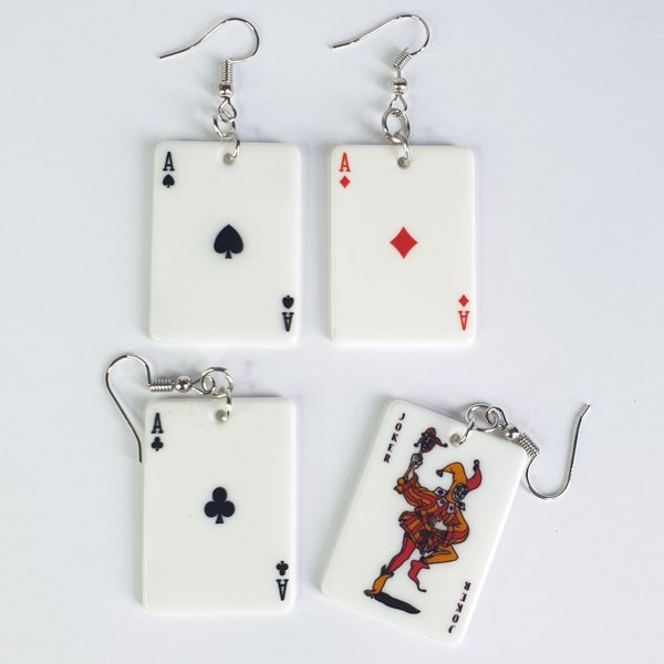 Boucles d'oreilles cartes à jouer Joker As de pique Diamants Clubs Pendentif Bijoux Jeu de Poker