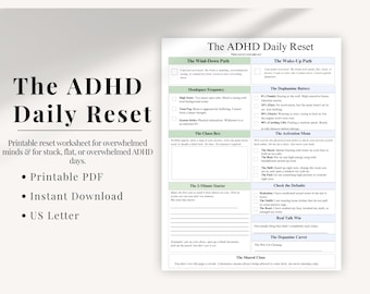 Werkblad Dagelijkse reset ADHD, neurodivergente zelfzorg pdf