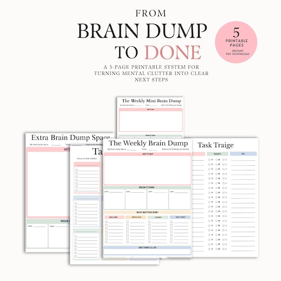 Brain Dump Planner | ADHD Productivity PDF (Instant Download)