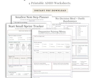 ADHD Dopamine Menu Worksheets | Motivation, Task Planning (Digital Download)