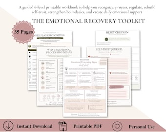 Emotional Recovery Toolkit | Printable Healing Worksheets, Regulation Tools, Self Trust & Boundary Support | Digital Download