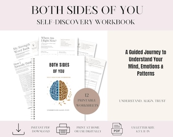 Self-Discovery Workbook | Guided Reflection, Personal Growth Journal (PDF Download)