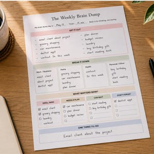 Brain Dump Planner | ADHD Productivity PDF (Instant Download) image 3