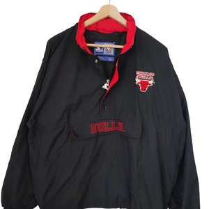 Vintage 1990 Starter The Chicago Bulls Chicago Starter half zipper Windbreaker hidden hoodie light jacket Vintage Chicago Bulls size X Large