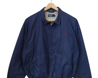 Vintage  90s Polo RL Polo Ralph Lauren Pony Polo Sport Bomber Inside Lining fleece Jacket Polo USA Polo Winter Jacket blue size Large