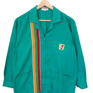 Vintage Seven Eleven open collar Staff Shirts Retro Seven Eleven Shirts 90s Seven Eleven made for staff 7-Eleven Uniform Workers Shirts