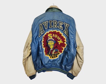 Vintage Avirex Varsity Sioux Falls NFL Leather Jacker NFL
