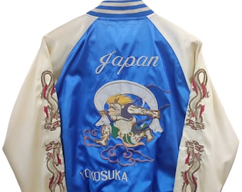 【イチオシ】80's Japanese Souvenir Jacket 80s Japan Sukajan Yokosuka Embroidery Japanese Souvenir Jacket XL