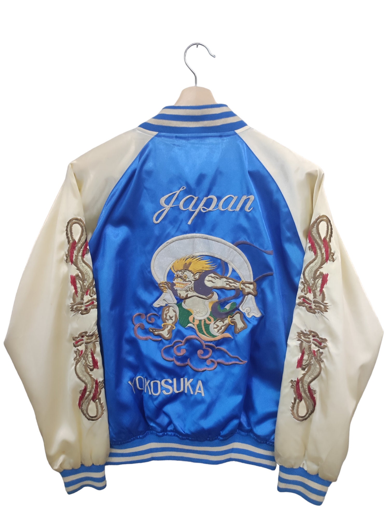 ヴィンテージ 80s スカジャン ジャケット ヴィンテージ 風神雷神