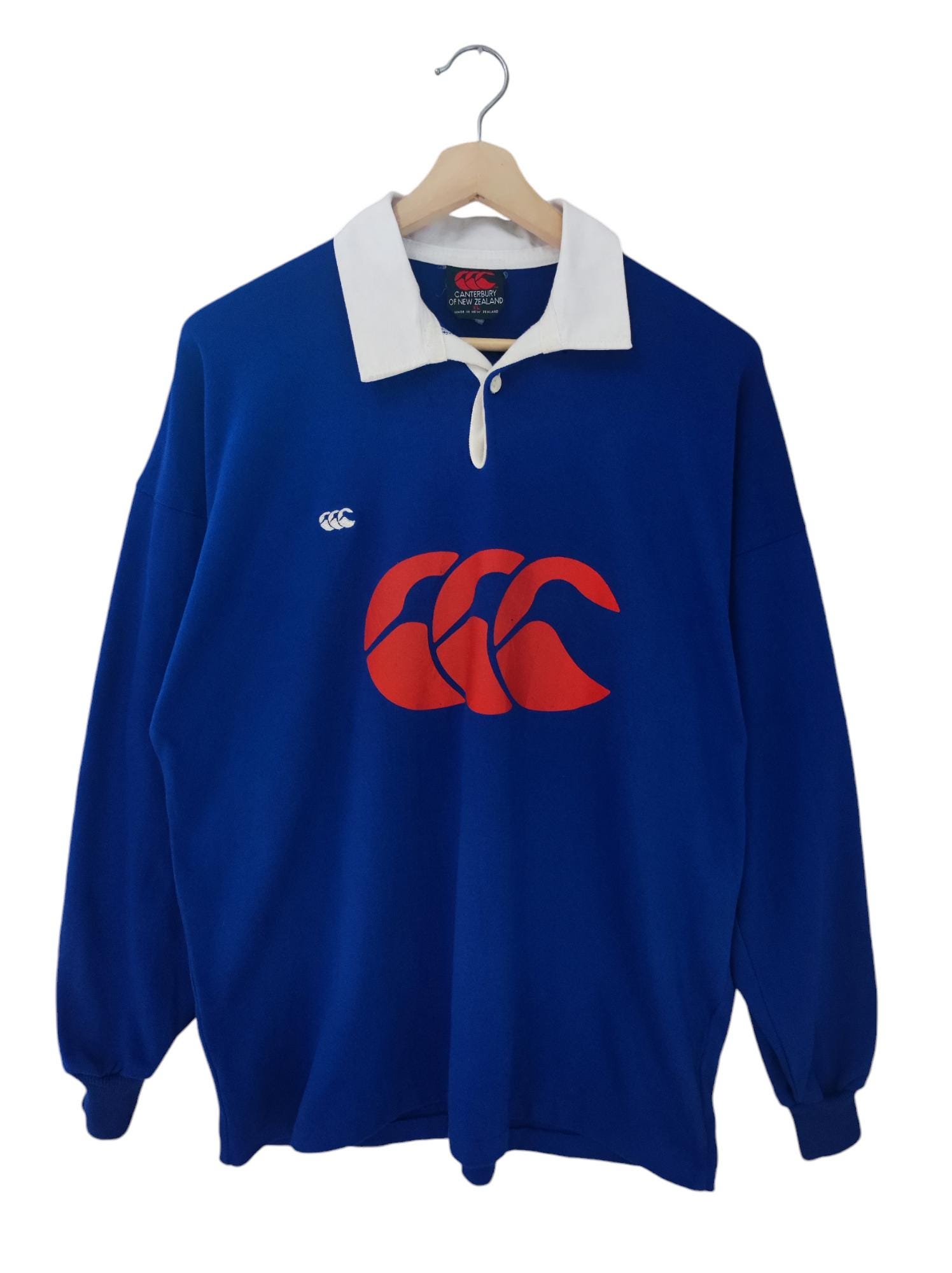 VTG United Colors of Benetton Rugby Shirt Blue Men's XL