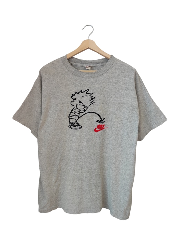 Vintage 90s Nike Calvin and Hobbes Piss T Shirts Nike 90s Street