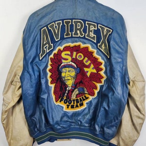 Vintage Avirex Varsity Sioux Falls NFL Läderjacka NFL Avirex Fotboll NFL Tillverkad i USA bild 2