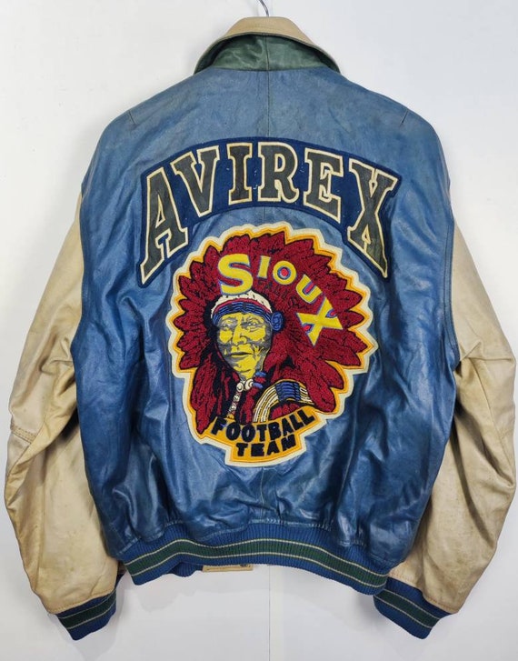 Vintage Avirex Varsity Sioux Falls NFL Leather Jacker NFL