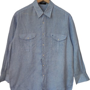 Vintage Fendi Zucca Oxford Button down shirts Fendi Linen 100% Shirts  Made in Italy Fendi Italia casual Large
