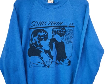 Sudadera con cuello redondo estilo grunge de la gira de conciertos de Sonic Youth de los años 90, versión LP, de la banda del proyecto Sonic Youth, color retro y raro.