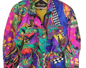 90s Ellesse made by Goldwin Racing project Snow Winter Neon color Phenix Ski Team Jacket Ski Wear Team Retro Psychedelic Abstract Medium