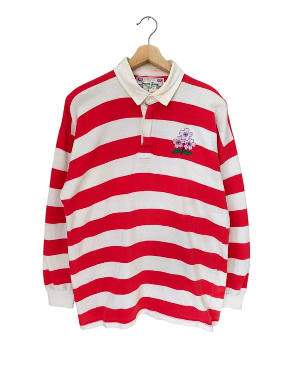Vintage 90s Japanese National Rugby Team Jersey Rugby Red Stripes